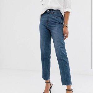ASOS DESIGN mom jeans in dark blue. Size W26 L32.